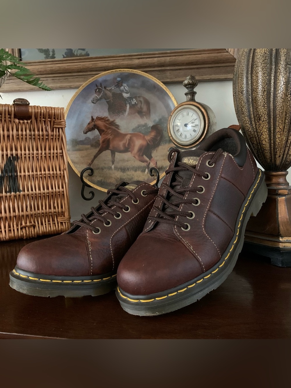 Vintage Dr. Martens Mila NS Brown Leather Work Shoe Womens 10 Oil Slip Resistant
